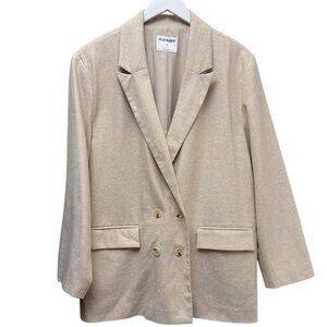 OLD NAVY Double Breasted Blazer Womens XL Beige Linen Blend Boyfriend Jacket